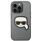 Karl Lagerfeld KLHCP14LSAPKHG iPhone 14 Pro Saffiano Karl`s Head Patch Silver hind ja info | Telefonide kaitsekaaned ja -ümbrised | hansapost.ee