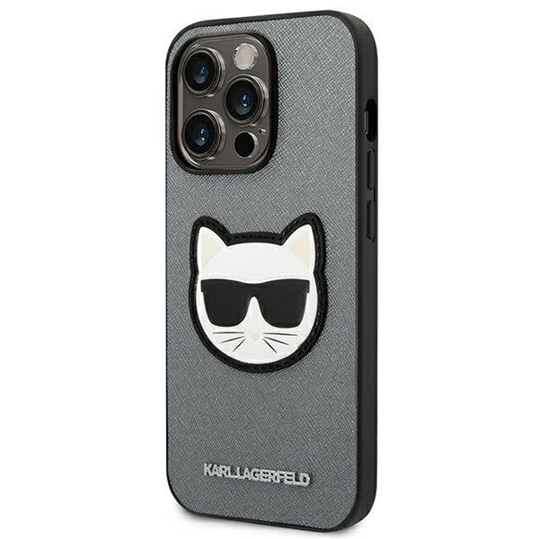 Karl Lagerfeld KLHCP14LSAPCHG iPhone 14 Pro Saffiano Choupette Head Patch Silver hind ja info | Telefonide kaitsekaaned ja -ümbrised | hansapost.ee
