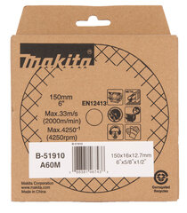 Круг шлифовальный Makita B-51910, 150x16x12.7 мм A60M  цена и информация | Механические инструменты | hansapost.ee