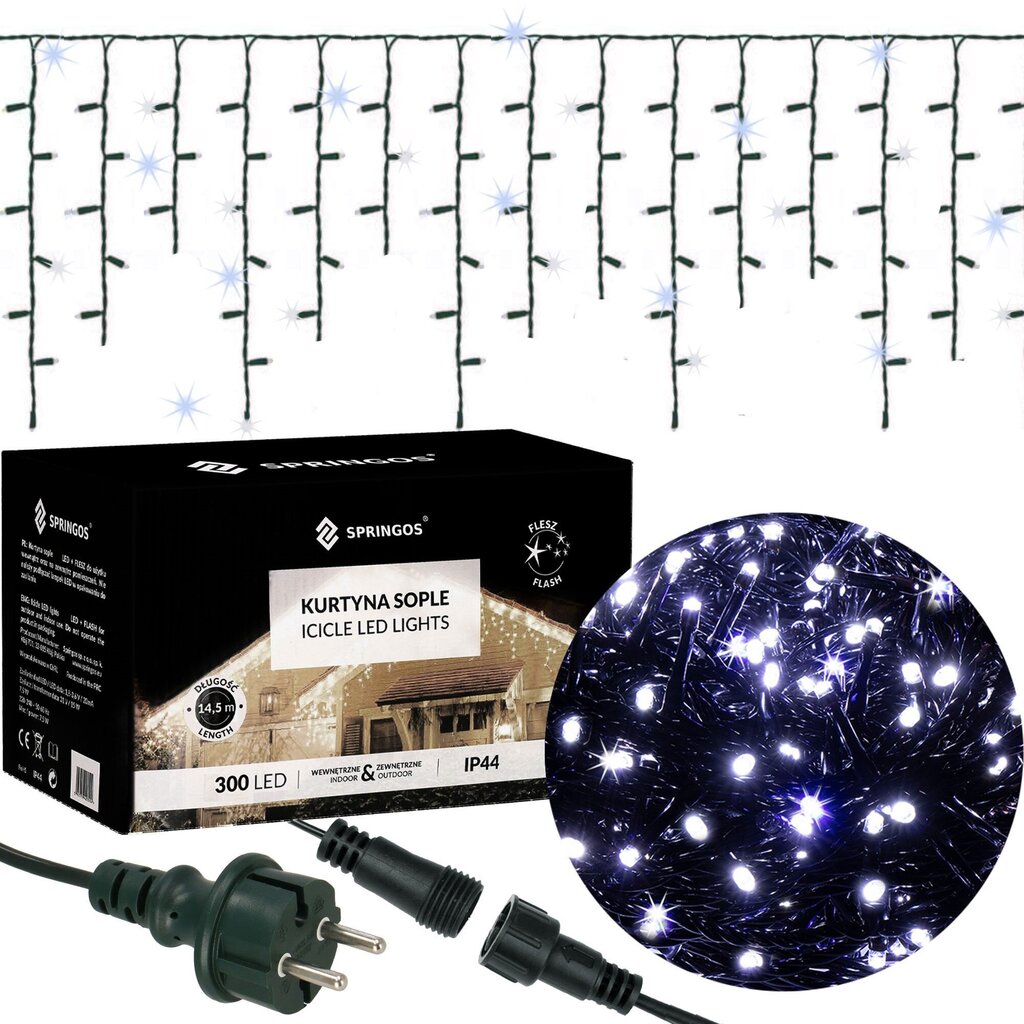 LED valguskardin Icicles CL4038, 300 LED-i hind ja info | Jõulutuled | hansapost.ee