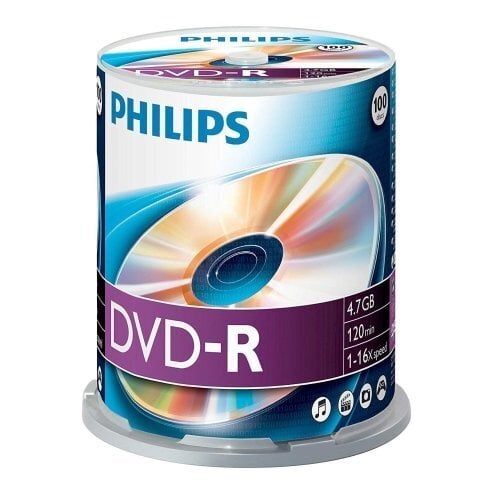 Philips DVD-R 4.7GB CAKE BOX 100 hind ja info | Vinüülplaadid, CD, DVD | hansapost.ee