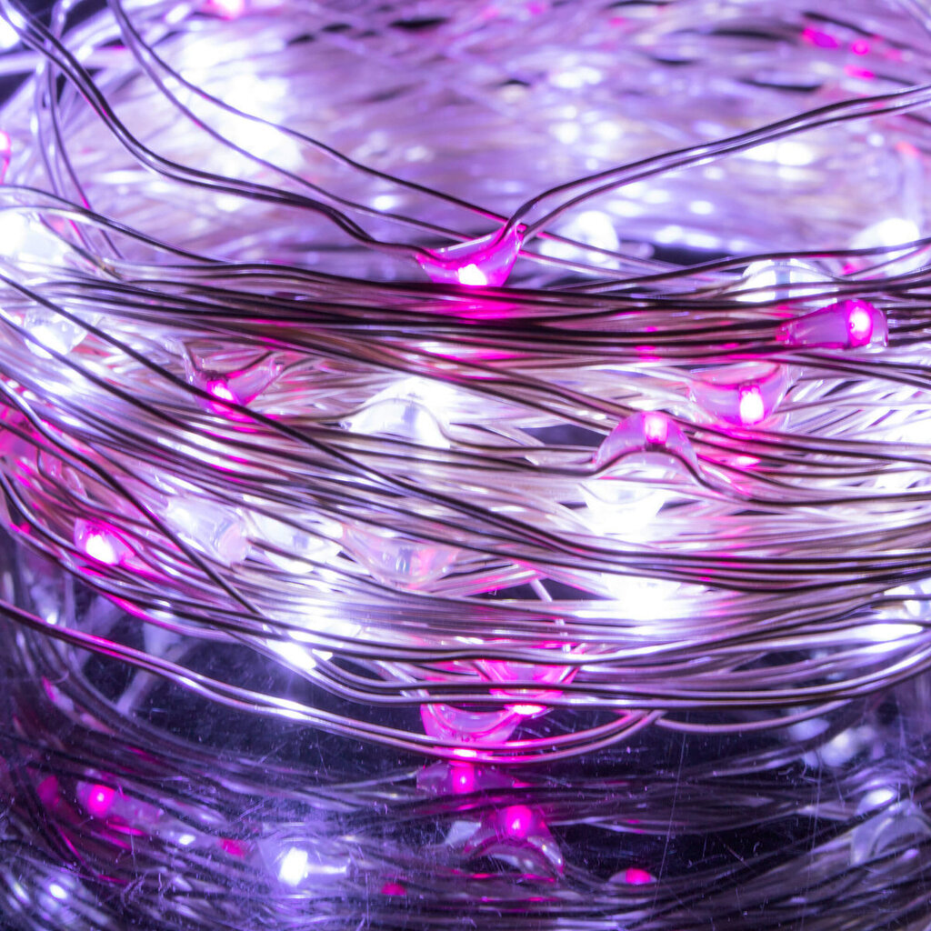 Valguskett 20 LED MicroLED "Smart", külm valge/roosa hind ja info | Jõulutuled | hansapost.ee