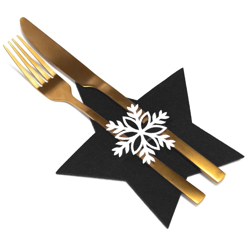 Jõuluteemaline söögiriistade komplekt „Täheke“, 4-osaline, must цена и информация | Jõulukaunistused | hansapost.ee