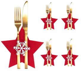 Новогодний чехол для столовых приборов Звезда, 4 шт., Красный цена и информация | Декорации | hansapost.ee
