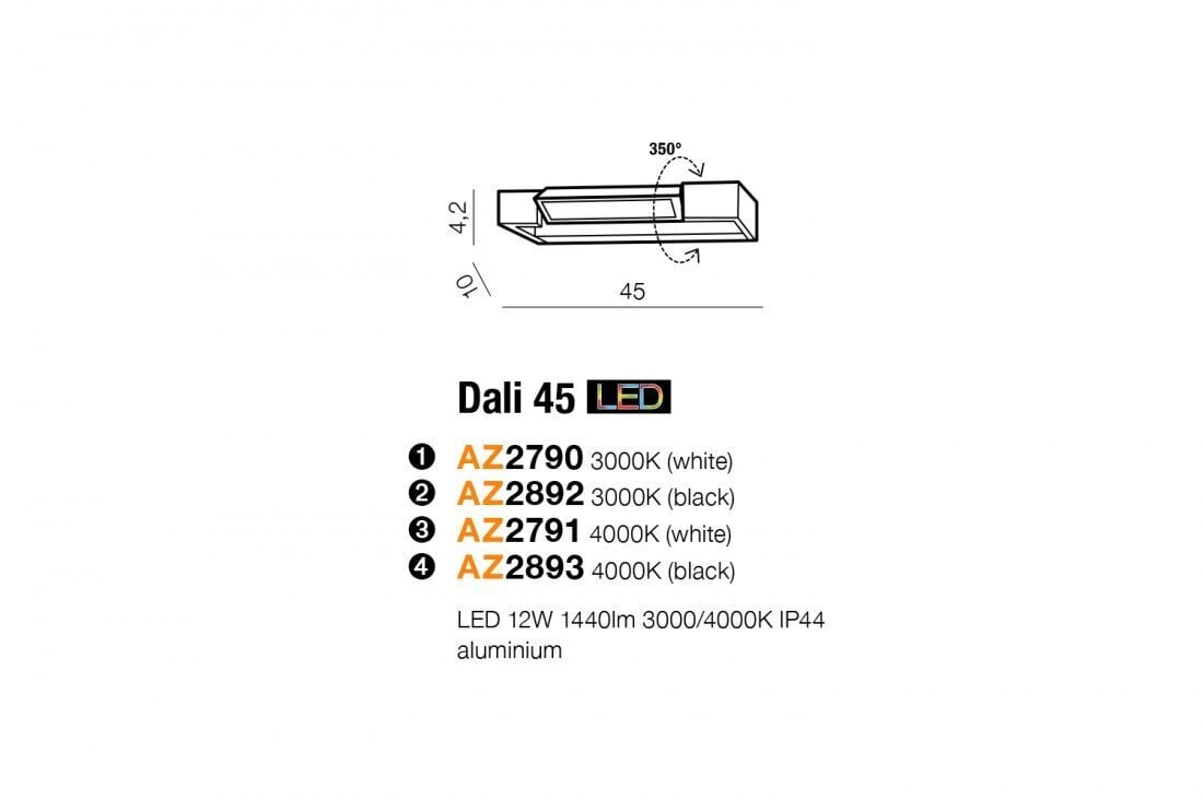 Vannitoa seinavalgusti AZzardo Dali AZ2892 hind ja info | Seinavalgustid | hansapost.ee