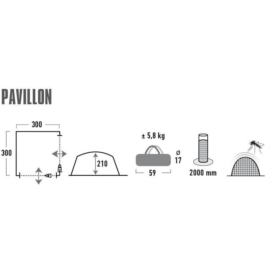 Pavilion High Peak Pavillon 3x3, hallikasroheline цена и информация | Varikatused ja aiatelgid | hansapost.ee