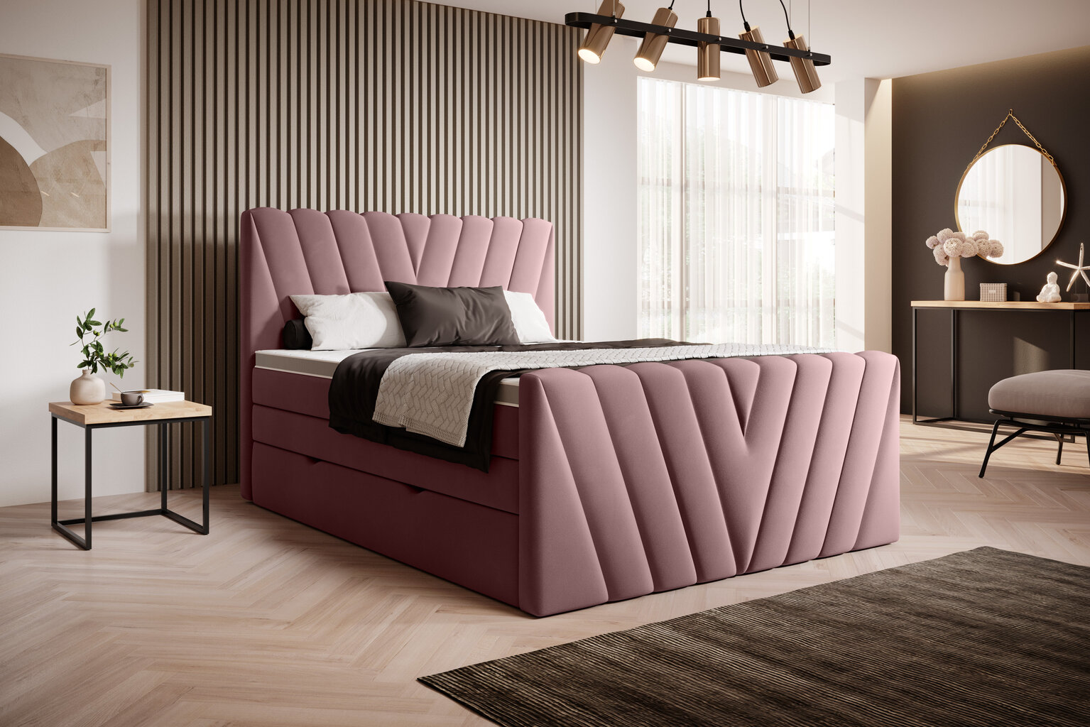 Voodi NORE Candice Velvetmat 24, 180x200 cm, roosa hind ja info | Voodid | hansapost.ee