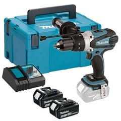 Аккумуляторная ударная дрель-шуруповёрт Makita DHP458RTJ, 18V цена и информация | Дрели и шуруповёрты | hansapost.ee