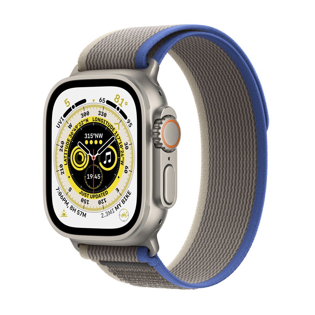 Apple Watch Ultra GPS + Cellular, 49mm Titanium Case ,Blue/Gray Trail Loop - S/M MNHL3EL/A LV-EE hind ja info | Nutikellad, laste nutikellad | hansapost.ee