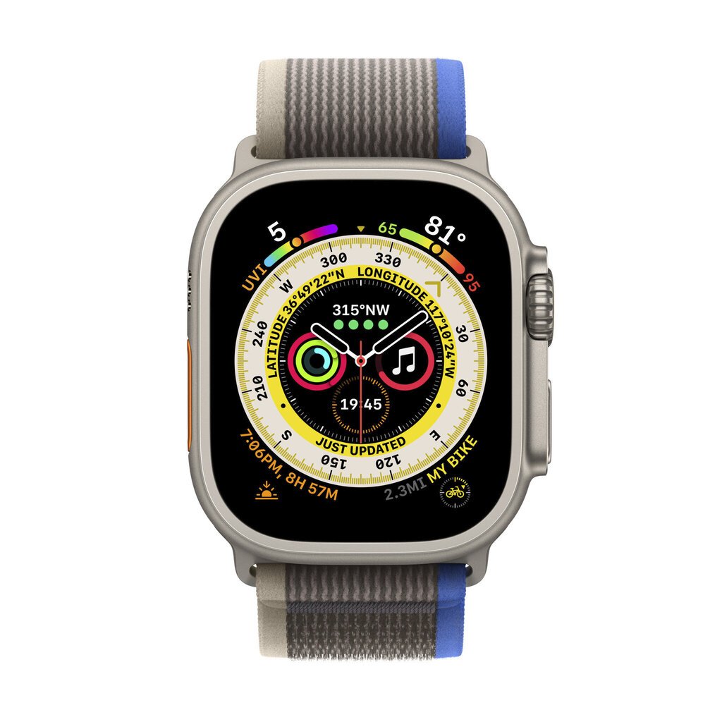 Apple Watch Ultra GPS + Cellular, 49mm Titanium Case ,Blue/Gray Trail Loop - M/L MQFV3EL/A LV-EE hind ja info | Nutikellad, laste nutikellad | hansapost.ee