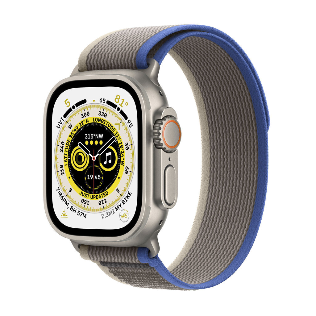 Apple Watch Ultra GPS + Cellular, 49mm Titanium Case ,Blue/Gray Trail Loop - M/L MQFV3EL/A LV-EE цена и информация | Nutikellad, laste nutikellad | hansapost.ee