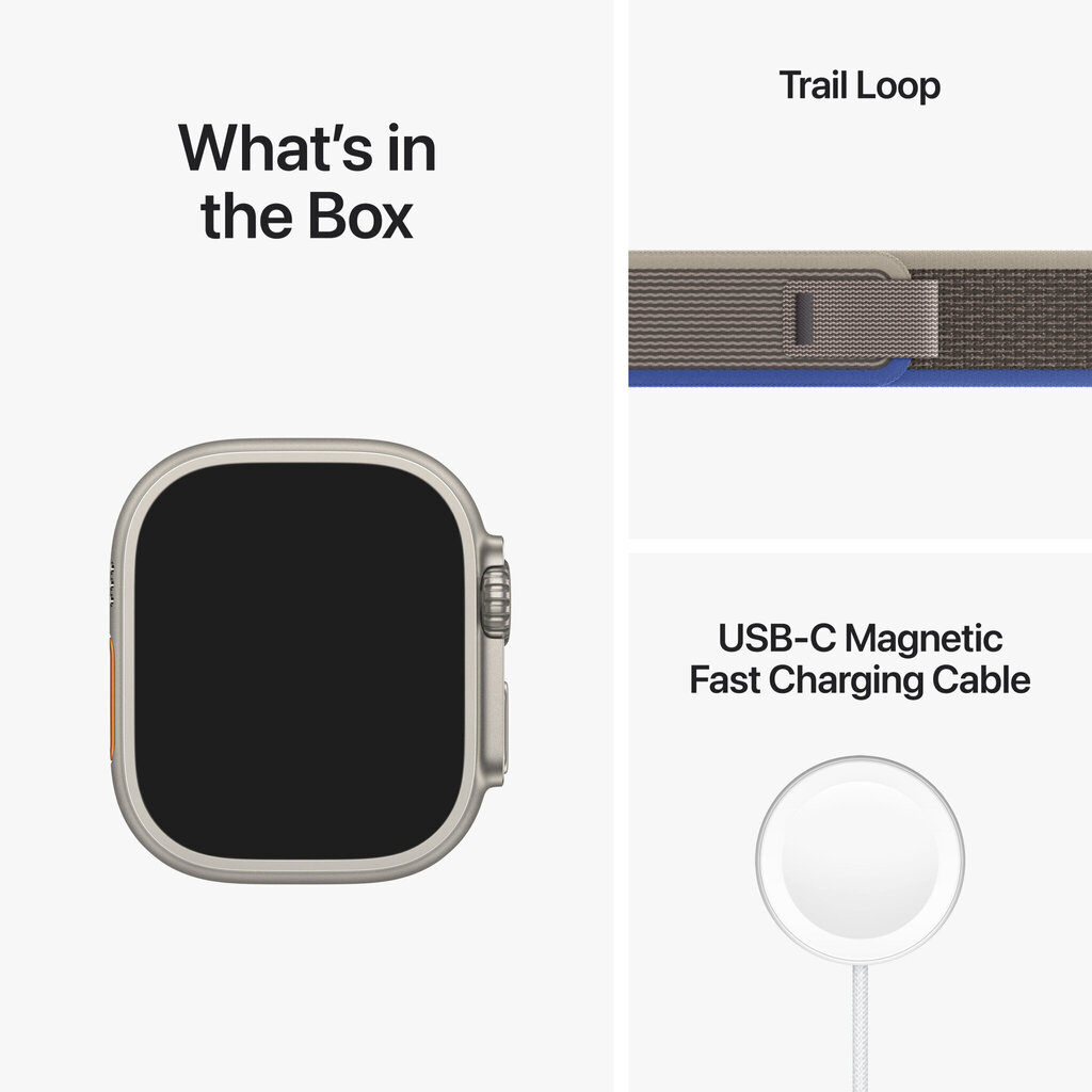 Apple Watch Ultra GPS + Cellular, 49mm Titanium Case ,Blue/Gray Trail Loop - M/L MQFV3EL/A LV-EE цена и информация | Nutikellad, laste nutikellad | hansapost.ee