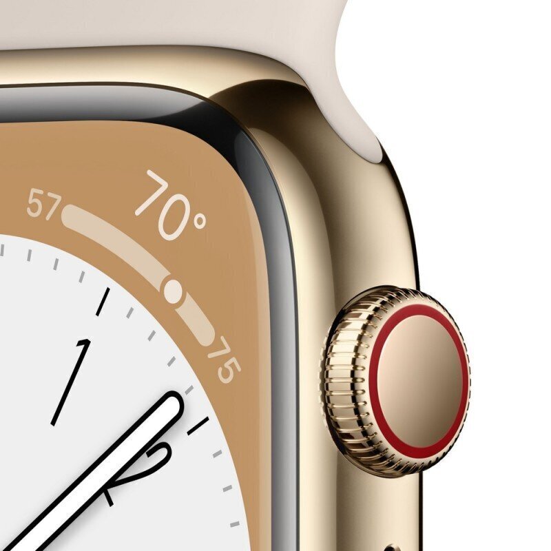 Apple Watch Series 8 GPS + Cellular 45mm Gold Stainless Steel Case ,Starlight Sport Band - MNKM3UL/A цена и информация | Nutikellad, laste nutikellad | hansapost.ee
