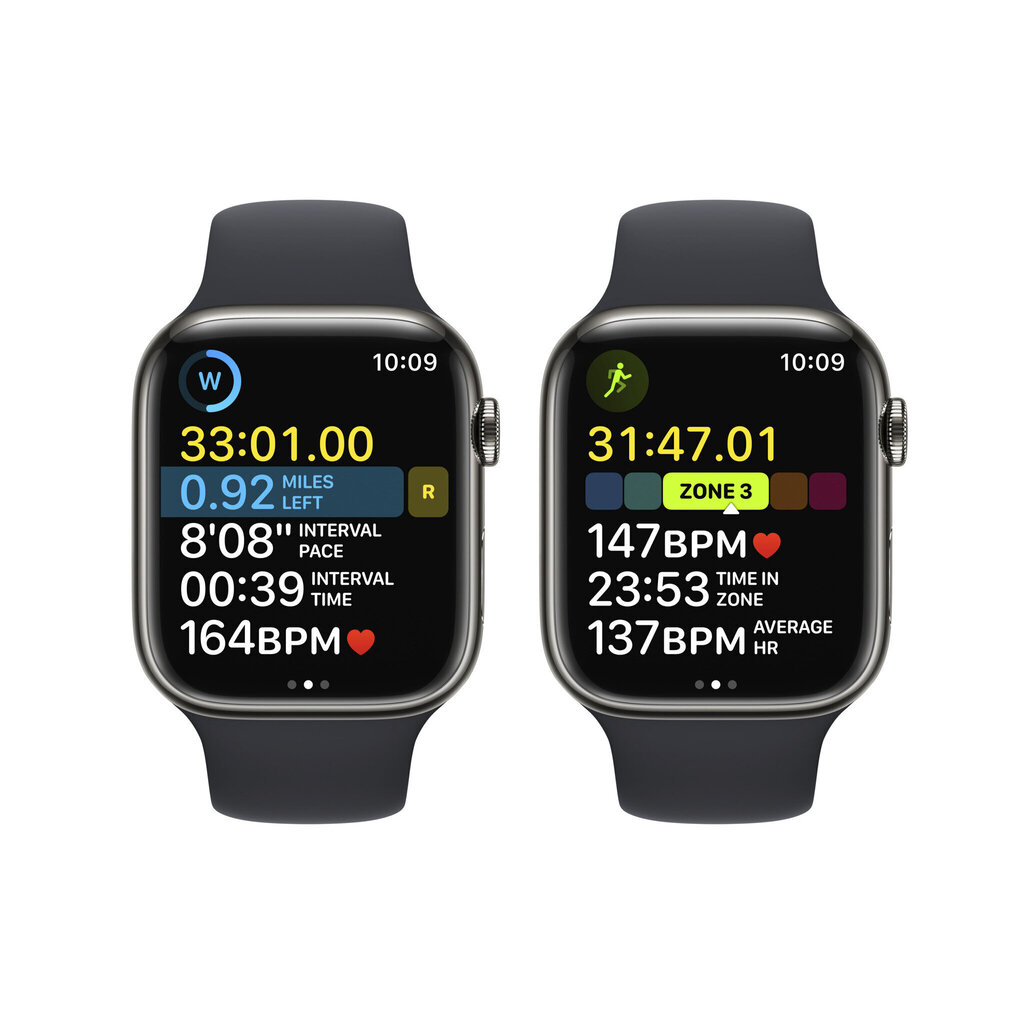 Apple Watch Series 8 GPS + Cellular 45mm Graphite Stainless Steel Case ,Midnight Sport Band - MNKU3UL/A цена и информация | Nutikellad, laste nutikellad | hansapost.ee