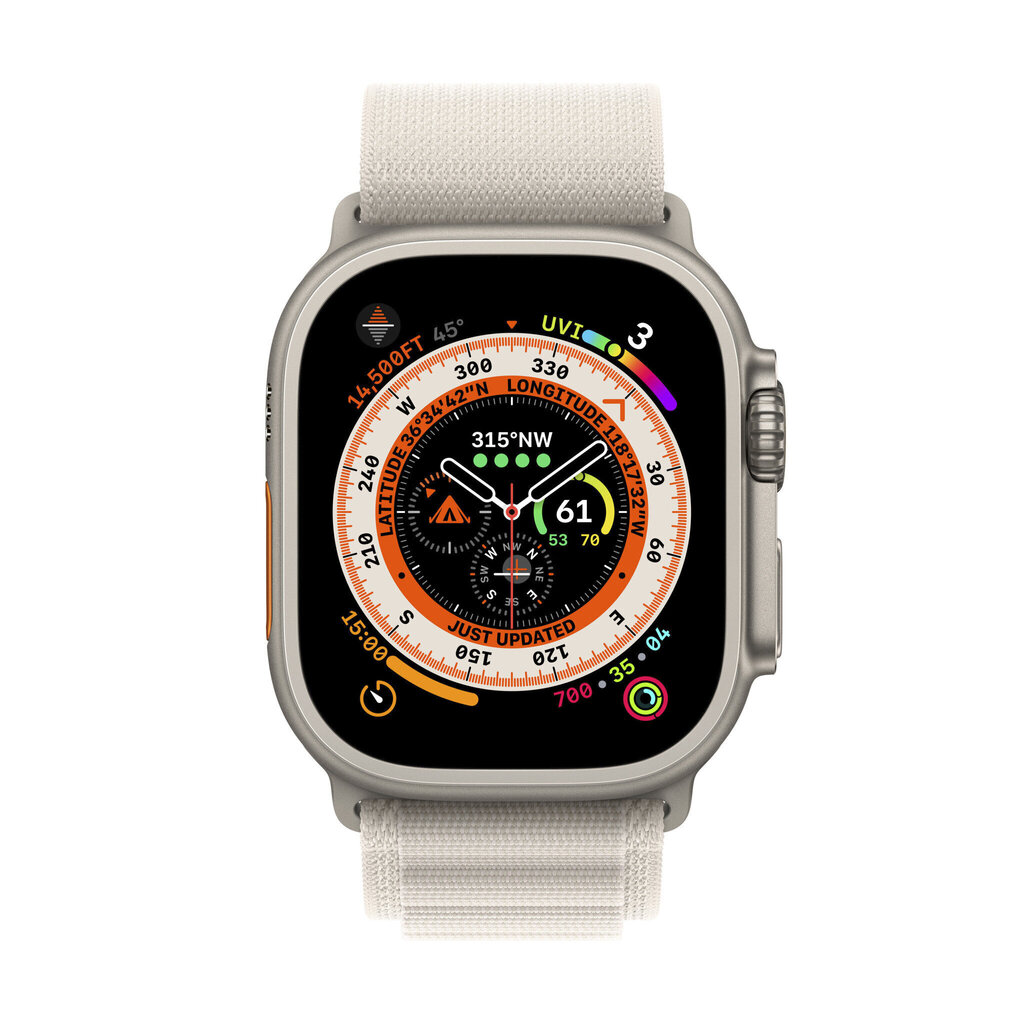 Apple Watch Ultra GPS + Cellular, 49mm Titanium Case ,Starlight Alpine Loop - Small MQFQ3EL/A LV-EE цена и информация | Nutikellad, laste nutikellad | hansapost.ee
