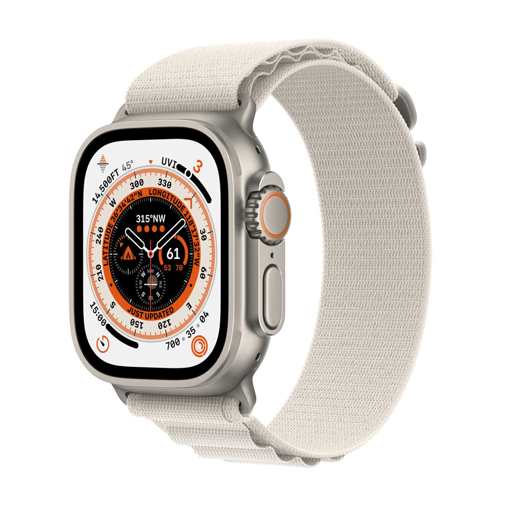 Apple Watch Ultra GPS + Cellular, 49mm Titanium Case ,Starlight Alpine Loop - Small MQFQ3EL/A LV-EE цена и информация | Nutikellad, laste nutikellad | hansapost.ee