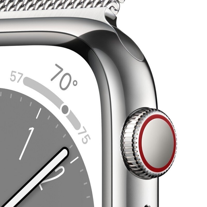 Apple Watch Series 8 GPS + Cellular 45mm Silver Stainless Steel Case ,Silver Milanese Loop MNKJ3UL/A hind ja info | Nutikellad, laste nutikellad | hansapost.ee
