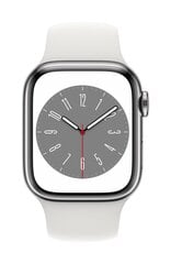 Apple Watch Series 8 GPS + Cellular 45mm Silver Stainless Steel Case ,White Sport Band - MNKE3UL/A hind ja info | Nutikellad, laste nutikellad | hansapost.ee