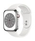 Apple Watch Series 8 GPS + Cellular 45mm Silver Stainless Steel Case ,White Sport Band - MNKE3UL/A цена и информация | Nutikellad, laste nutikellad | hansapost.ee