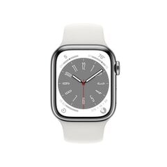 Apple Watch Series 8 GPS + Cellular 41mm Silver Stainless Steel Case ,White Sport Band - MNJ53UL/A цена и информация | Смарт-часы | hansapost.ee