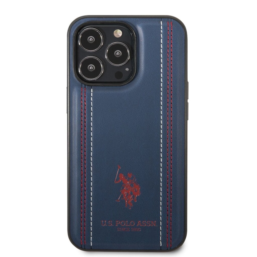 U.S. Polo PU Leather Stitched Lines Case for iPhone 14 Pro Navy цена и информация | Telefonide kaitsekaaned ja -ümbrised | hansapost.ee