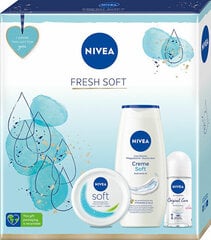 Kosmeetikatoodete kinkekomplekt Nivea Box Fresh Soft: dušigeel, 250 ml + antiperspirant, 50 ml + kreem, 100 ml. hind ja info | Dušigeelid, õlid | hansapost.ee