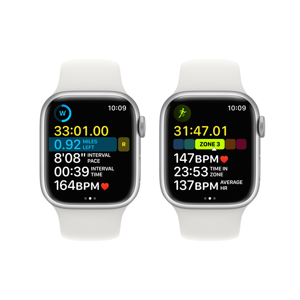 Apple Watch Series 8 GPS 45mm Silver Aluminium Case ,White Sport Band - MP6N3EL/A LV-EE цена и информация | Nutikellad, laste nutikellad | hansapost.ee