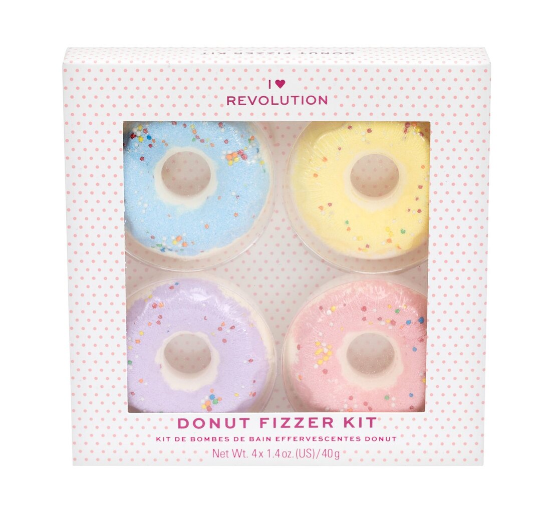 Lõhnastatud vannipallide komplekt Makeup Revolution London I Heart Revolution Donut Fizzer 4 x 40 g цена и информация | Dušigeelid, õlid | hansapost.ee