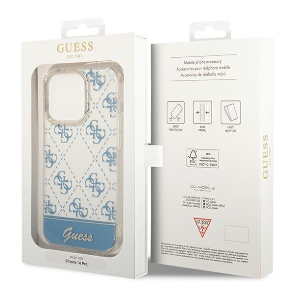 Guess GUHCP14LHG4MHB iPhone 14 Pro 6.1 "blue / blue hard4G Pattern Script hind ja info | Telefonide kaitsekaaned ja -ümbrised | hansapost.ee