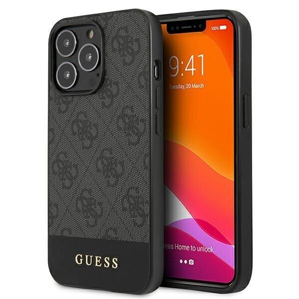 Guess GUHCP13LG4GLGR iPhone 13 Pro / 13 6.1 "gray / gray hard4G Stripe Collection цена и информация | Telefonide kaitsekaaned ja -ümbrised | hansapost.ee