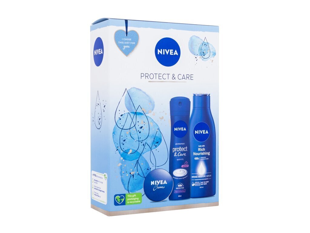 Komplekt naistele Nivea Protect & Care: deodorant, 150 ml + kreem, 30 ml + Rich Nourishing kehapiim, 250 ml цена и информация | Kehakreemid, kehaõlid ja losjoonid | hansapost.ee