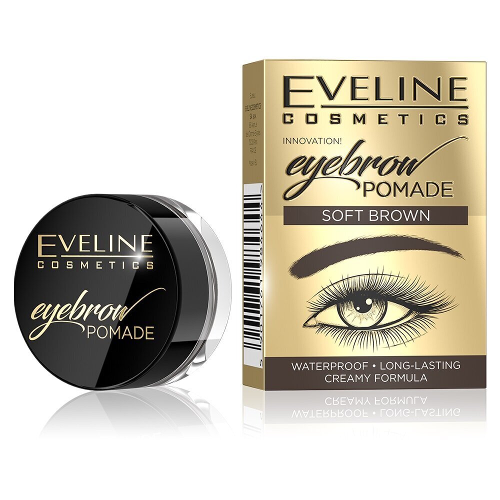 Kulmude pumat Eveline Cosmetics Eyebrow Pomade, Soft Brown, 4 g hind ja info | Kulmupliiatsid, -puudrid ja -värvid | hansapost.ee