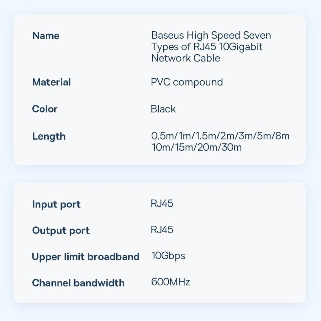 Baseus WKJS011001, RJ45, 30 m цена и информация | Juhtmed ja kaablid | hansapost.ee