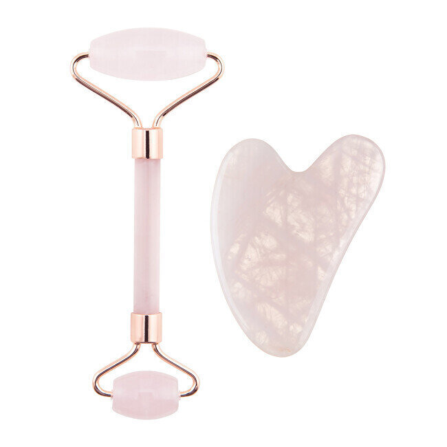 Näorull ja Guasha roosa masseerija Rose Quartz Jade Roller and Gua Sha Set цена и информация | Näopuhastus- ja massaažiseadmed | hansapost.ee