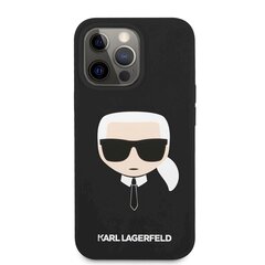 KLHCP13XSLKHBK Karl Lagerfeld Liquid Silicone Karl Head Case for iPhone 13 Pro Max Black hind ja info | Telefonide kaitsekaaned ja -ümbrised | hansapost.ee