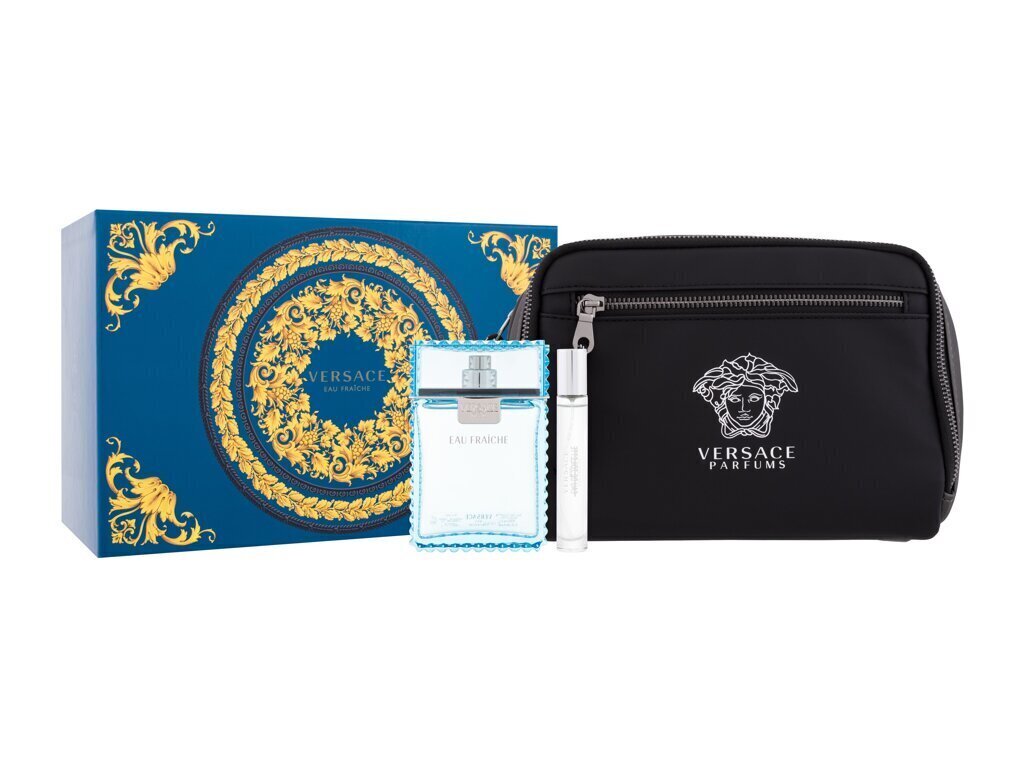 Kosmeetikatoodete kinkekomplekt meestele Versace Man Eau Fraiche: tualettvesi 100 ml + tualettvesi 10 ml + kosmeetikakott цена и информация | Parfüümid meestele | hansapost.ee