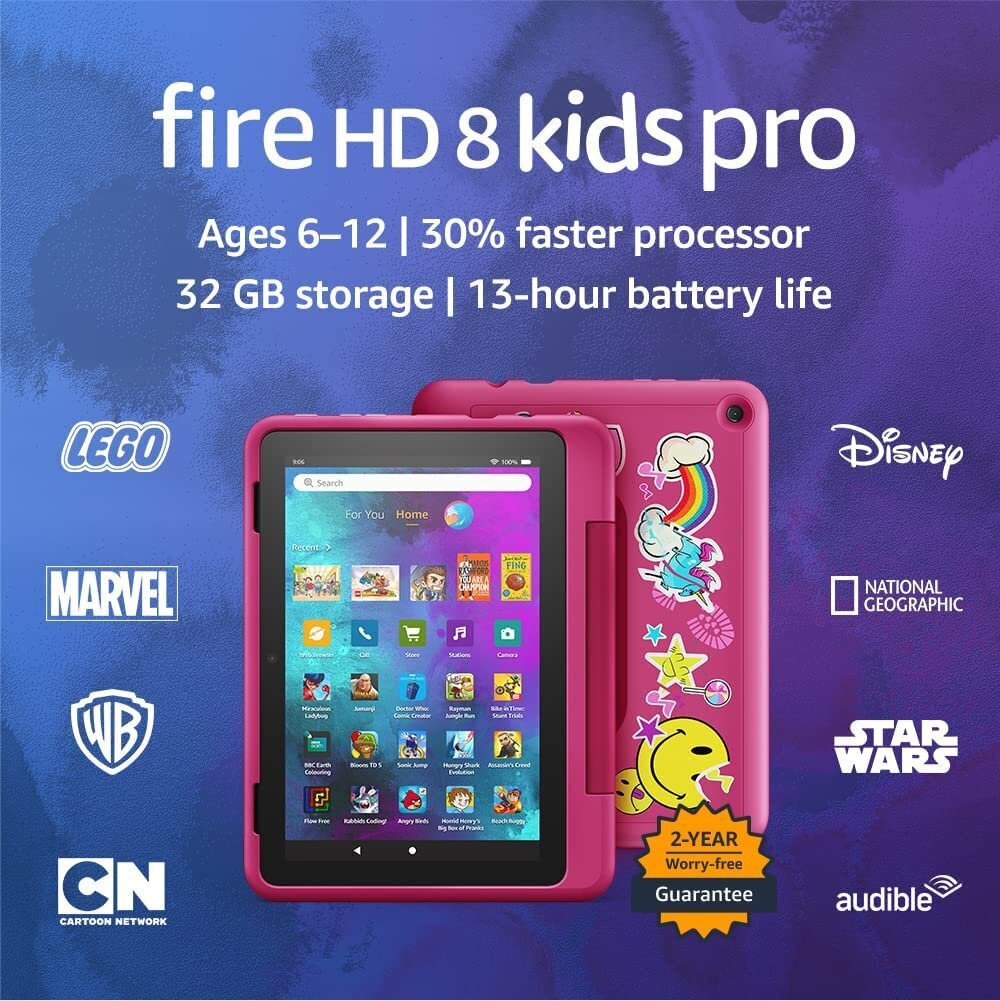 Tahvelarvuti Amazon Fire HD 8 32GB Kids Pro 2022, rainbow universe цена и информация | Tahvelarvutid | hansapost.ee