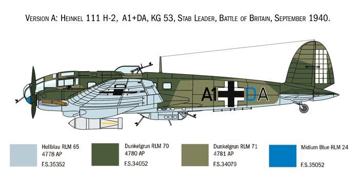 Italeri Plastmudel Heinkel He 111H Battle of Britain 80. koht цена и информация | Mudelautode kogumine | hansapost.ee