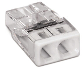 Klemm Wago 2 x 2,5 mm² 24 A, valge, 100 tk hind ja info | Tekstiilkaablid ja elektriklemmid | hansapost.ee