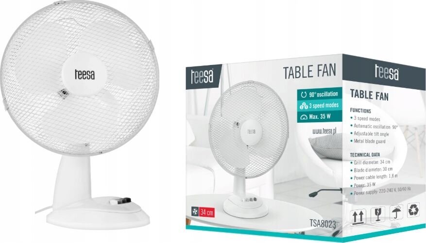 Teesa desk fan TSA8023 13" 35W цена и информация | Ventilaatorid | hansapost.ee