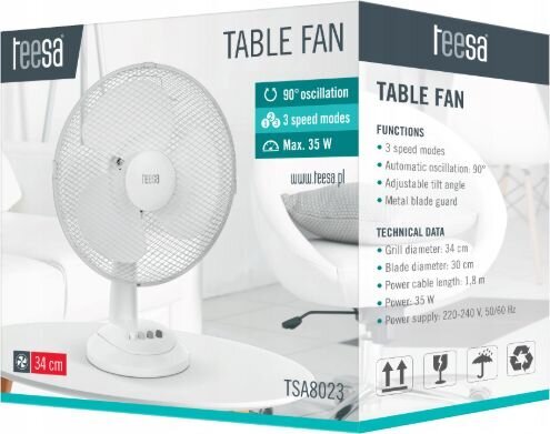 Teesa desk fan TSA8023 13" 35W hind ja info | Ventilaatorid | hansapost.ee