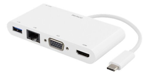Adapter Deltaco 100W USB-C PD, HDMI, 1.5A USB-A, Gigabit LAN, VGA / USBC-HDMI14 hind ja info | USB adapterid ja jagajad | hansapost.ee
