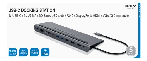 Adapter Deltaco USBC-DOCK1 цена и информация | USB adapterid ja jagajad | hansapost.ee