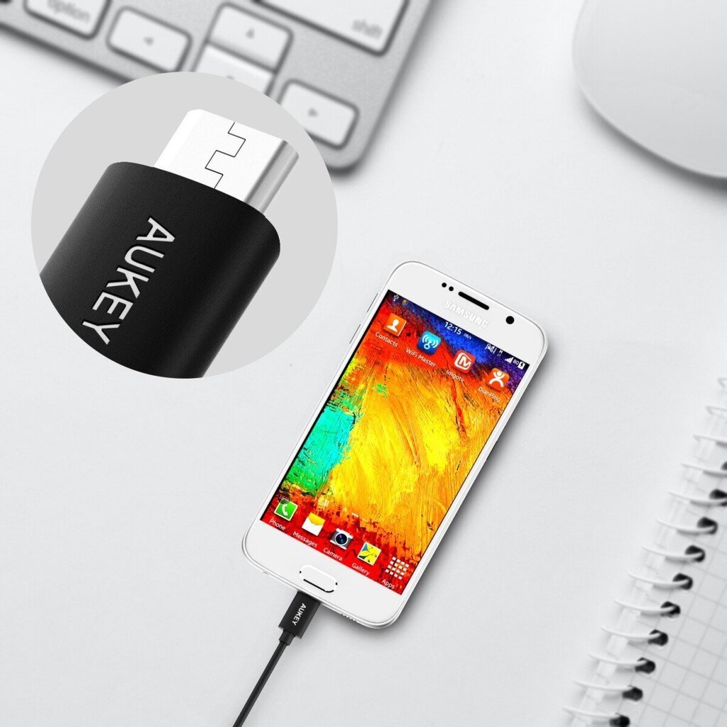 AUKEY CB-D03 OEM-kiirlaadimine mikro-USB-USB | 0,3 m | 2,4A | 480 Mbps цена и информация | Mobiiltelefonide kaablid | hansapost.ee