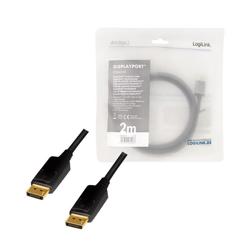 DisplayPort cable, 4K/60 Hz,DP/M do DP/M,alu, 2m hind ja info | Juhtmed ja kaablid | hansapost.ee