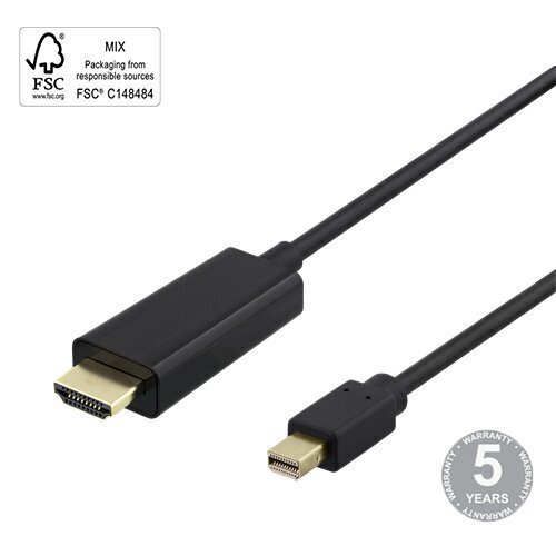 Deltaco, miniDisplayPort - HDMI, 4K UHD, 3 m hind ja info | Juhtmed ja kaablid | hansapost.ee