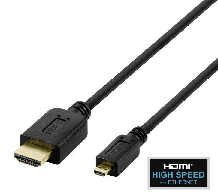 Deltaco, HDMI - micro HDMI, 4K UHD in 60Hz, 2 m hind ja info | Juhtmed ja kaablid | hansapost.ee