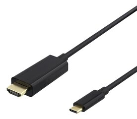 Кабель Deltaco USB-C - HDMI, 4K UHD, 2m, черный, USBC-HDMI1020-K, 00140021 цена и информация | Кабели и провода | hansapost.ee