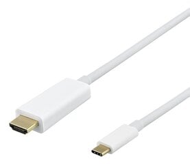 Deltaco USB-C - HDMI, 4K UHD, 2m, valge / USBC-HDMI1021-K / 00140022 hind ja info | Juhtmed ja kaablid | hansapost.ee