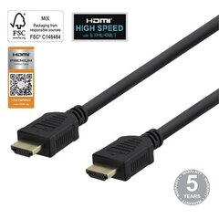 Deltaco, Premium High Speed HDMI, 4K UHD, 1 m hind ja info | Juhtmed ja kaablid | hansapost.ee